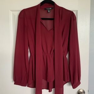 Maroon sheer blouse